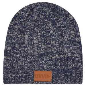 Knit Beanie With Leatherette Patch
