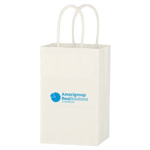 Kraft Paper White Shopping Bag - 5-1/4in x 8-1/4in