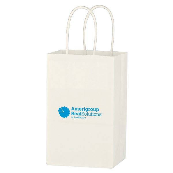 Kraft Paper White Shopping Bag - 5-1/4in x 8-1/4in