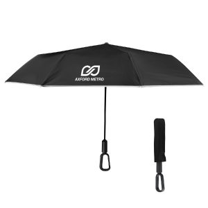 46in Arc Reflective Umbrella With Carabiner Handle