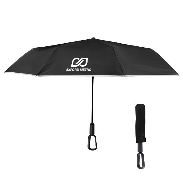 46in Arc Reflective Umbrella With Carabiner Handle